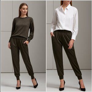 ME+EM Joggers Pants Metallic Shimmery Knit Relaxed size US 12 Chic Athleisure